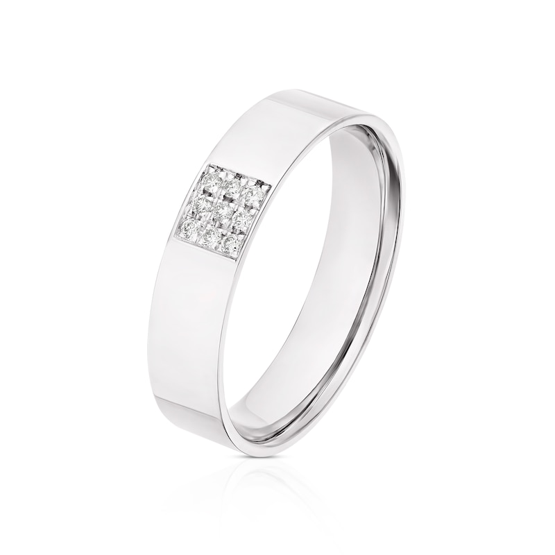 Main Image 2 of 9ct White Gold Square Setting Diamond Wedding Ring