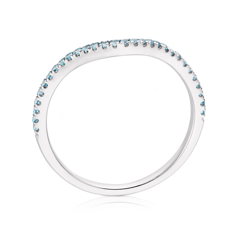 Main Image 3 of 9ct White Gold Blue Topaz Shaped Wedding Ring
