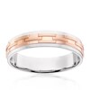 Thumbnail Image 1 of Sterling Silver & 9ct Rose Gold Embossed Square Chain Link Pattern Wedding Ring