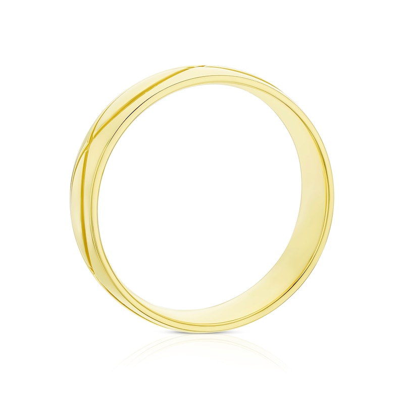 Main Image 3 of 9ct Yellow Gold Engraved Swirl Wedding Ring