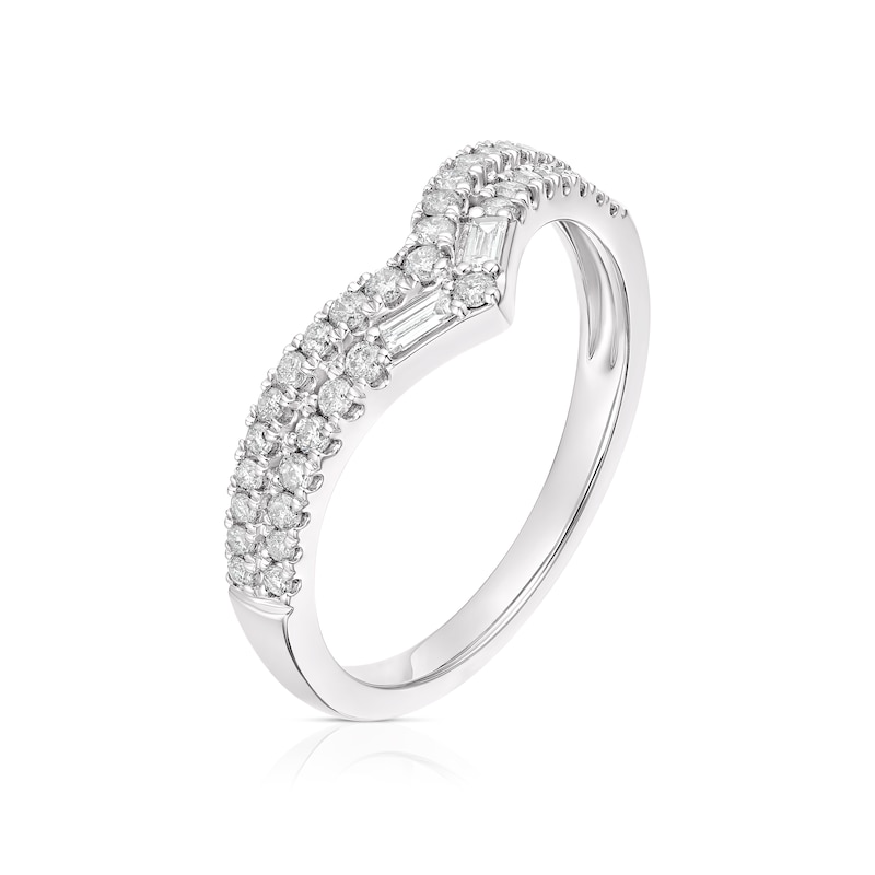 Main Image 2 of Platinum 2 Row 0.34ct Diamond Wishbone Wedding Ring