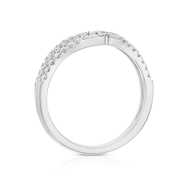 Main Image 3 of Platinum 2 Row 0.34ct Diamond Wishbone Wedding Ring