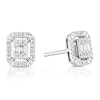 Thumbnail Image 1 of Sterling Silver 0.15ct Diamond Baguette Halo Earrings