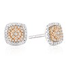 Thumbnail Image 1 of Sterling Silver & 9ct Rose Gold 0.10ct Diamond Double Halo Earrings