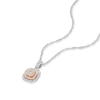 Thumbnail Image 2 of Sterling Silver & 9ct Rose Gold 0.10ct Diamond Cluster Halo Pendant Necklace