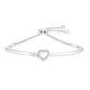 Thumbnail Image 0 of Sterling Silver 0.10ct Diamond Half Bangle Heart Bolo Bracelet