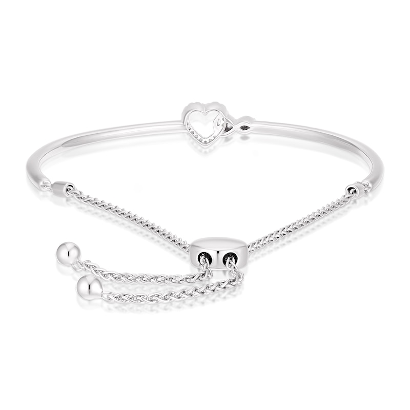 Main Image 3 of Sterling Silver 0.10ct Diamond Half Bangle Heart Bolo Bracelet