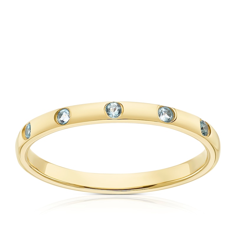 Main Image 1 of 9ct Yellow Gold Blue Topaz Wedding Ring