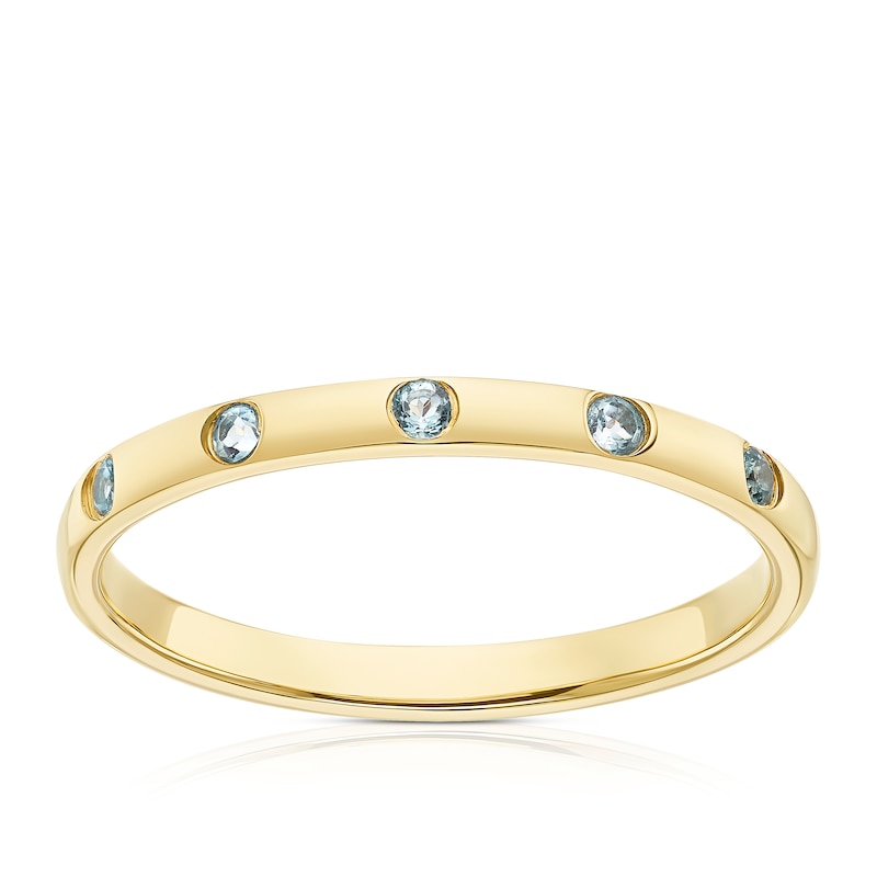 9ct Yellow Gold Blue Topaz Wedding Ring