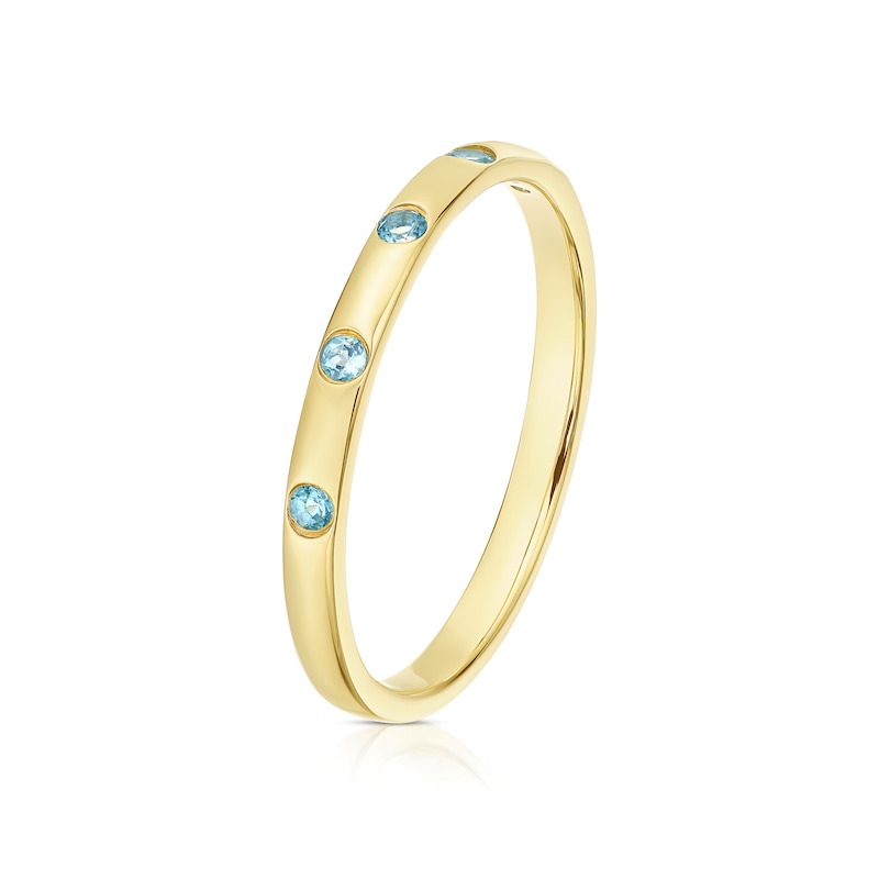 Main Image 2 of 9ct Yellow Gold Blue Topaz Wedding Ring