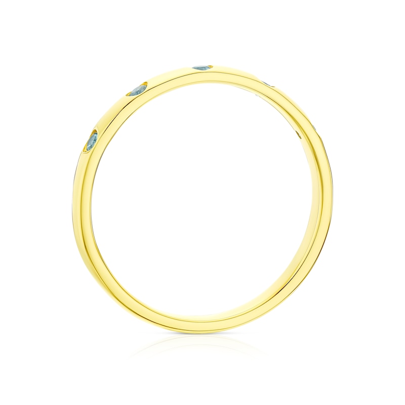 Main Image 3 of 9ct Yellow Gold Blue Topaz Wedding Ring