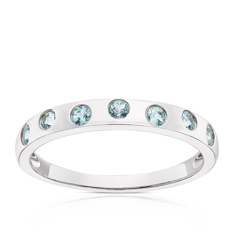 9ct White Gold Blue Topaz Wedding Ring