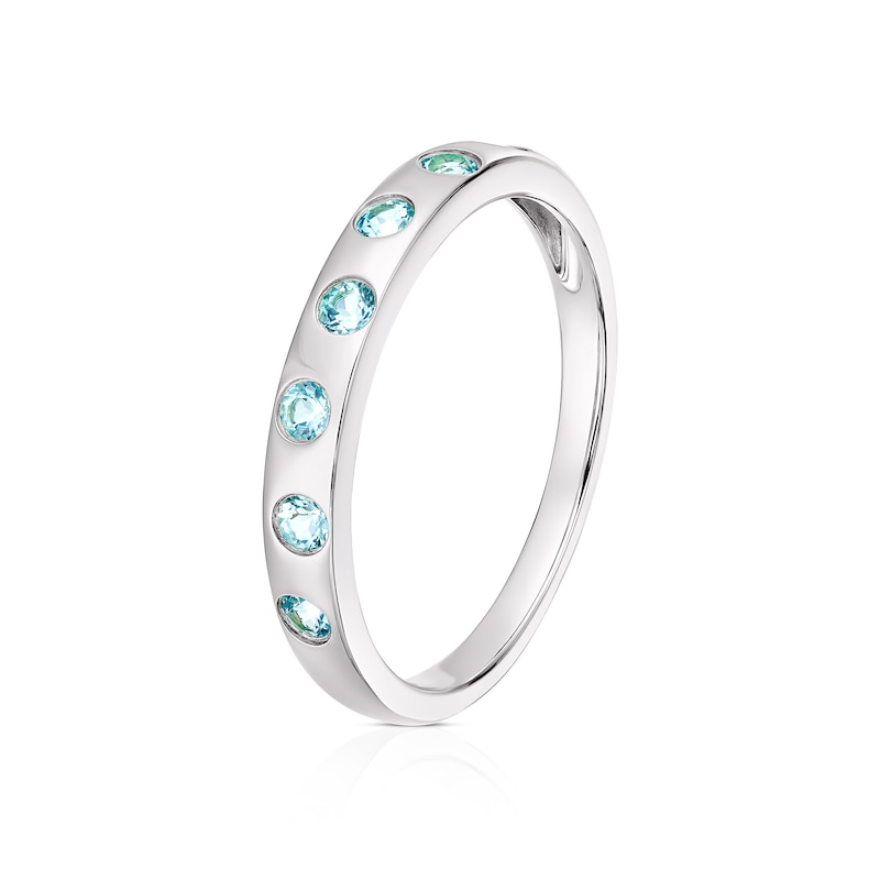Main Image 2 of 9ct White Gold Blue Topaz Wedding Ring