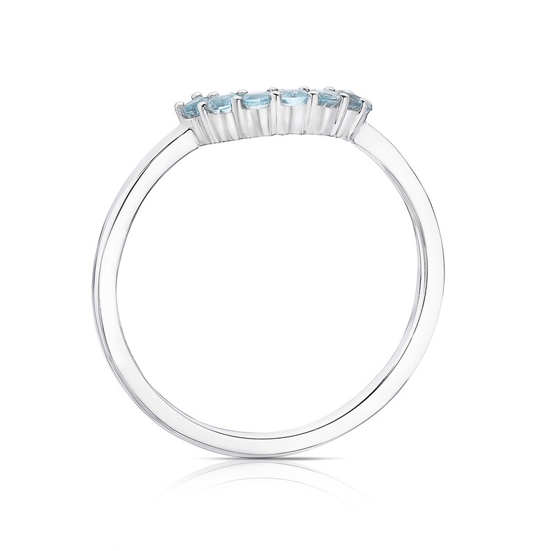 Main Image 3 of 9ct White Gold Blue Topaz U-Shaped Wedding Ring