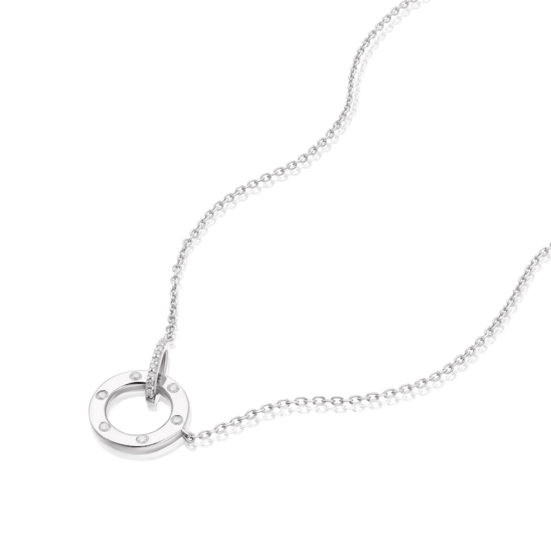 Main Image 2 of Sterling Silver Diamond Interlocking Circle Pendant Necklace