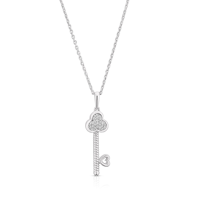 Main Image 1 of Sterling Silver Diamond Key Pendant Necklace