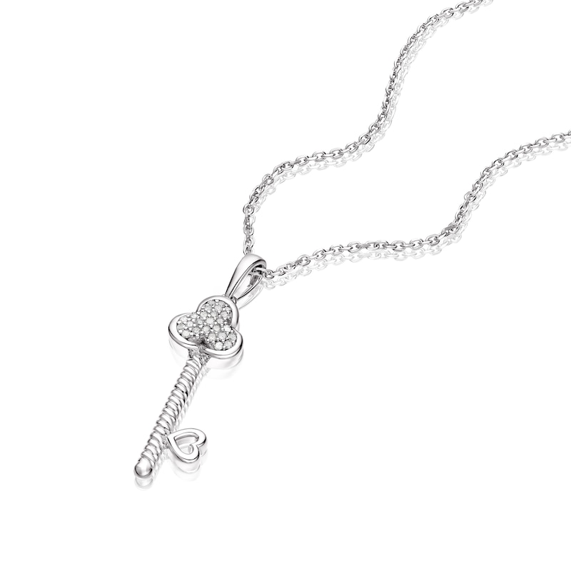 Main Image 2 of Sterling Silver Diamond Key Pendant Necklace