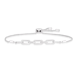 Sterling Silver Diamond Interlocking Link Bolo Bracelet