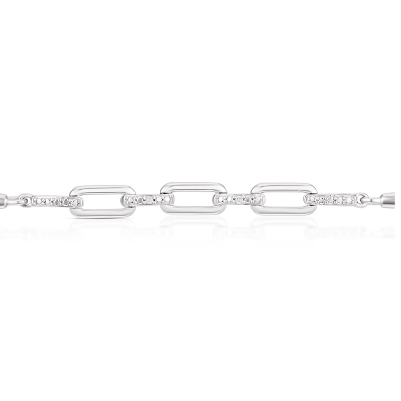 Sterling Silver Diamond Interlocking Link Bolo Bracelet