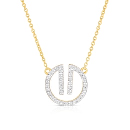 Sterling Silver & 18ct Yellow Gold Plated Vermeil 0.19ct Diamond Pendant Necklace