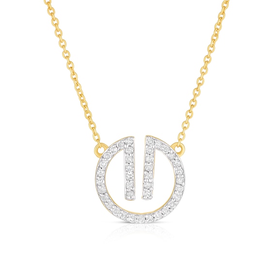 Sterling Silver and 18ct Yellow Gold Plated Vermeil 0.19ct Diamond Pendant Necklace