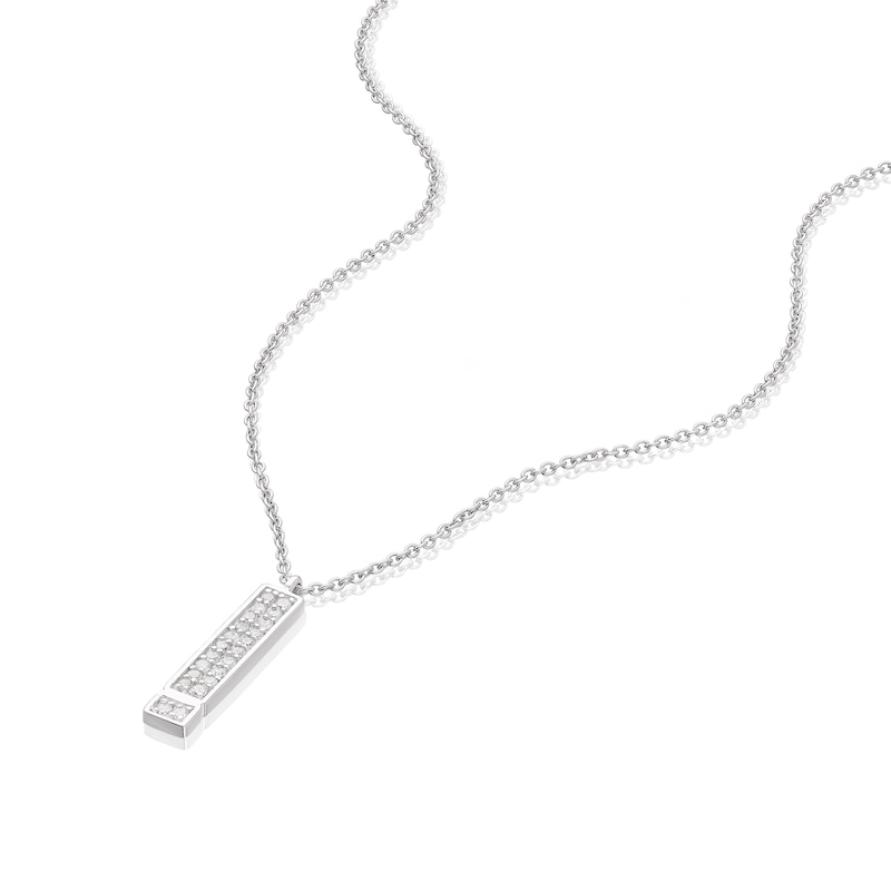 Main Image 2 of Sterling Silver 0.10ct Diamond Long Drop Pendant Necklace