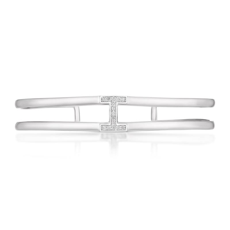 Main Image 2 of Sterling Silver 0.13ct Diamond H Cuff Bangle