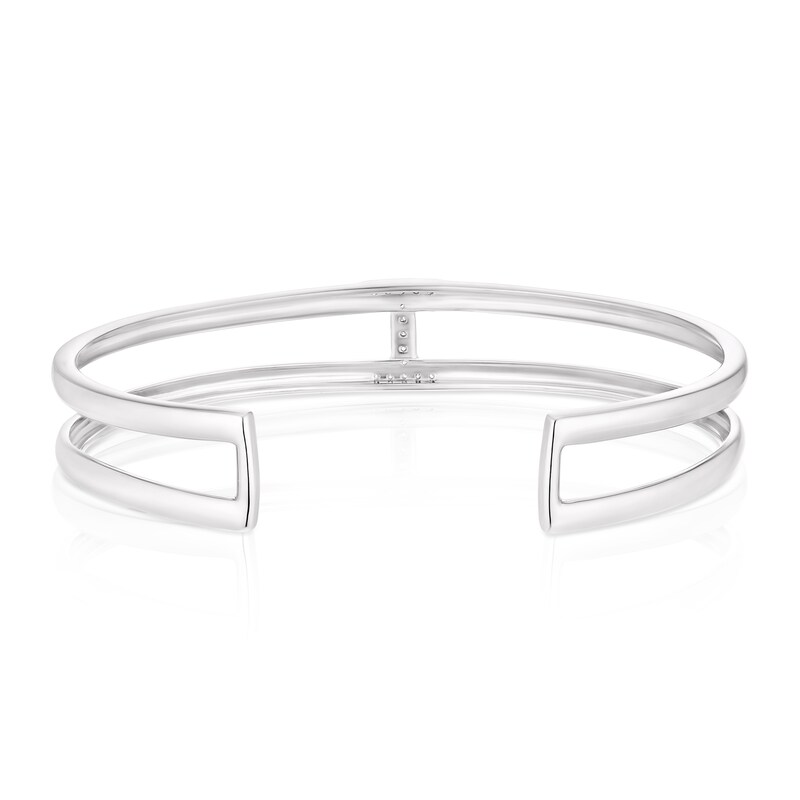 Main Image 3 of Sterling Silver 0.13ct Diamond H Cuff Bangle