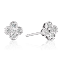 Sterling Silver 0.10ct Diamond Clover Stud Earrings