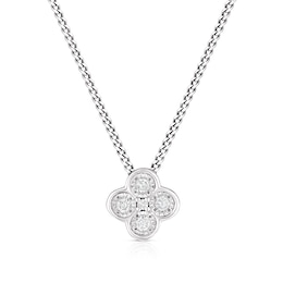 Sterling Silver Diamond Clover 18" Pendant Necklace