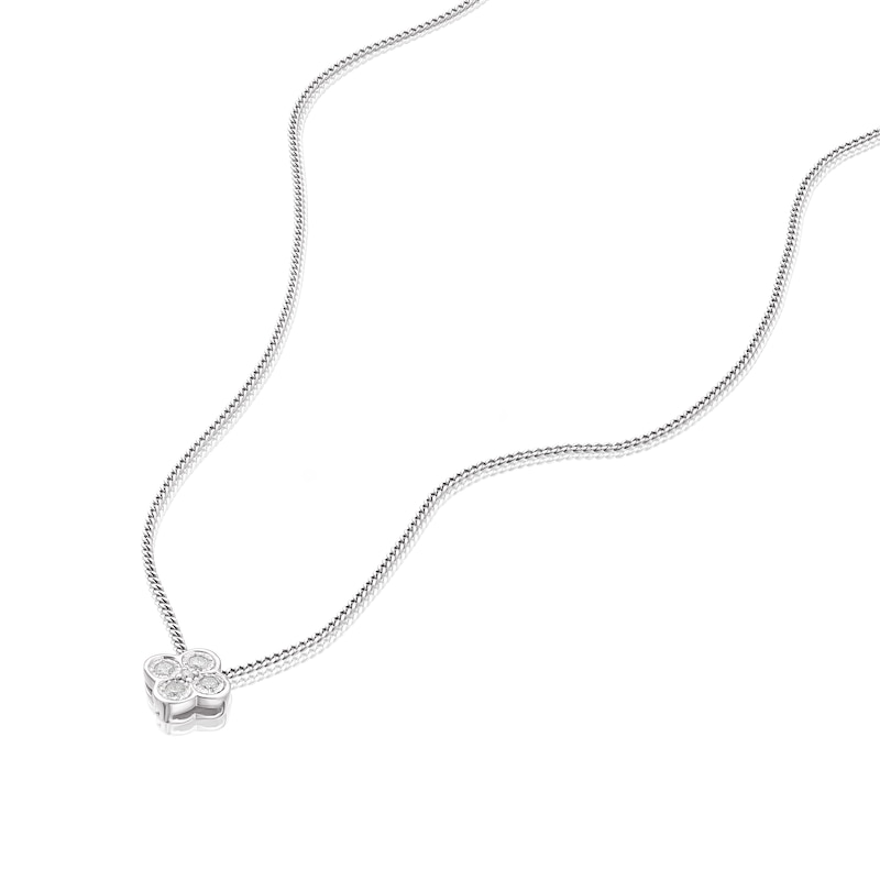 Main Image 2 of Sterling Silver Diamond Clover 18" Pendant Necklace