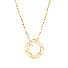 Sterling Silver & 18ct Yellow Gold Plated Vermeil Diamond Interlocking Pendant Necklace