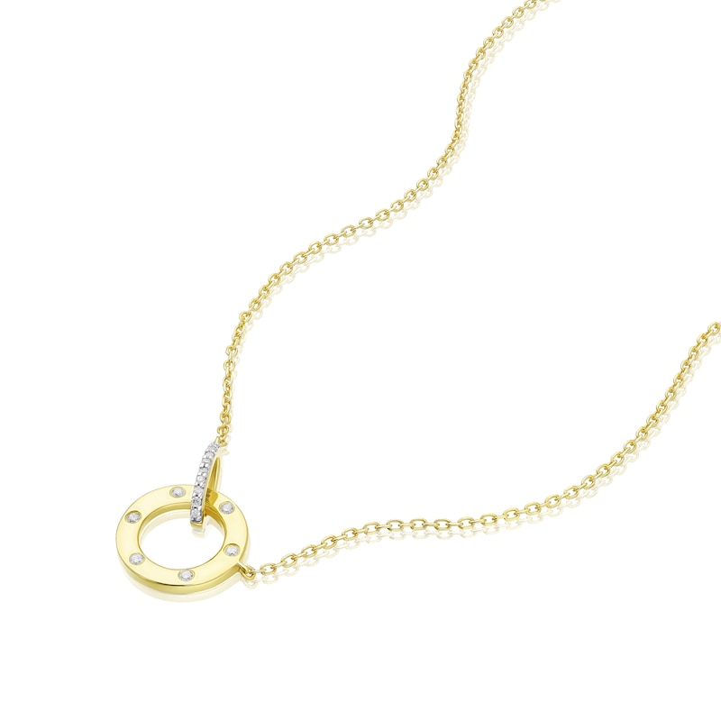 Main Image 2 of Sterling Silver & 18ct Yellow Gold Plated Vermeil Diamond Interlocking Pendant Necklace