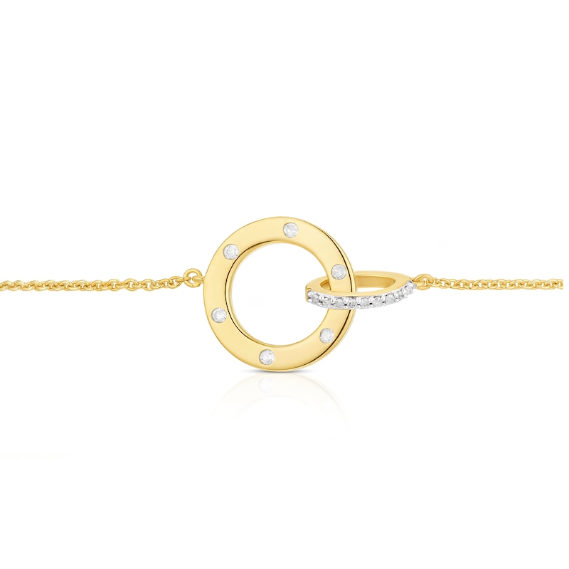 Sterling Silver & 18ct Yellow Gold Plated Vermeil Diamond Interlocking Circle Bracelet