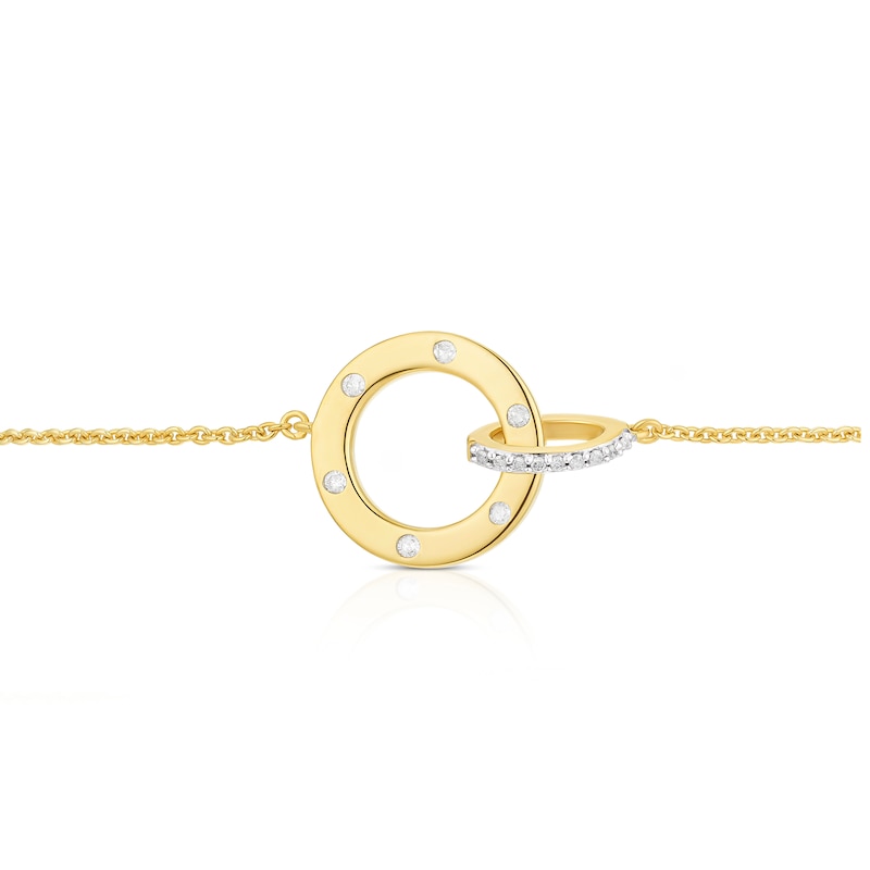 Main Image 2 of Sterling Silver & 18ct Yellow Gold Plated Vermeil Diamond Interlocking Circle Bracelet