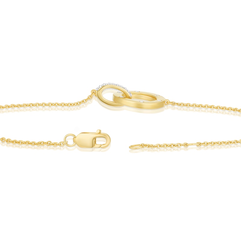 Main Image 3 of Sterling Silver & 18ct Yellow Gold Plated Vermeil Diamond Interlocking Circle Bracelet