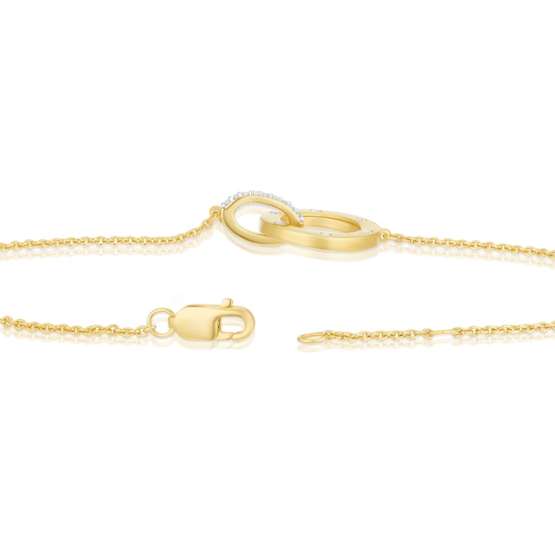 Sterling Silver & 18ct Yellow Gold Plated Vermeil Diamond Interlocking Circle Bracelet