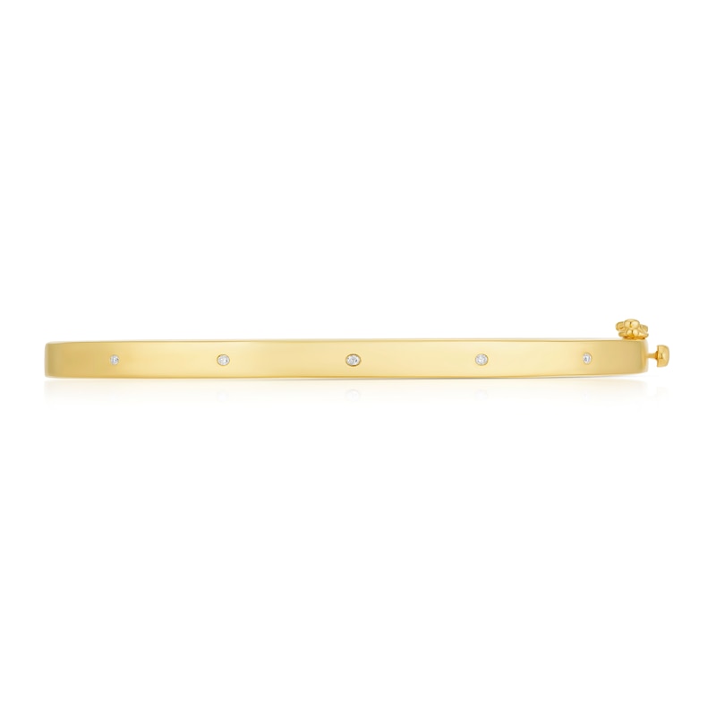 Sterling Silver & 18ct Yellow Gold Plated Vermeil Diamond Screw Hinge Bangle