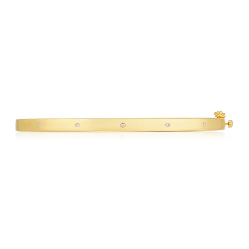 Main Image 2 of Sterling Silver & 18ct Yellow Gold Plated Vermeil Diamond Screw Hinge Bangle