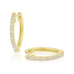 9ct Yellow Gold 0.10ct Diamond Hoop Earrings
