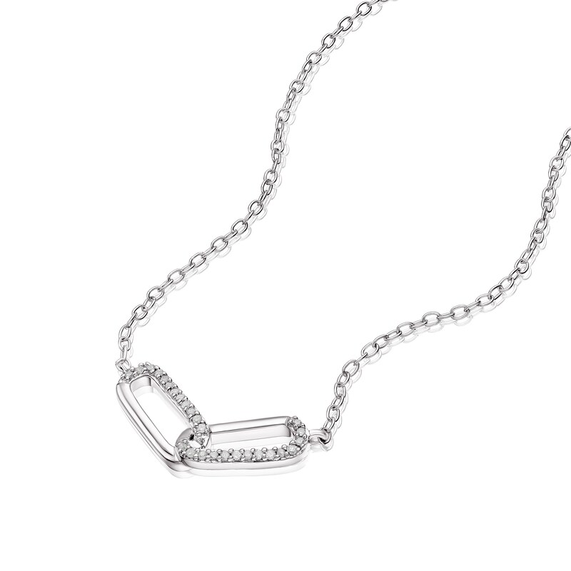 Main Image 2 of Sterling Silver Diamond Interlocking Link Pendant Necklace