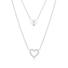Sterling Silver 0.11ct Diamond Two Layer Chain Necklace