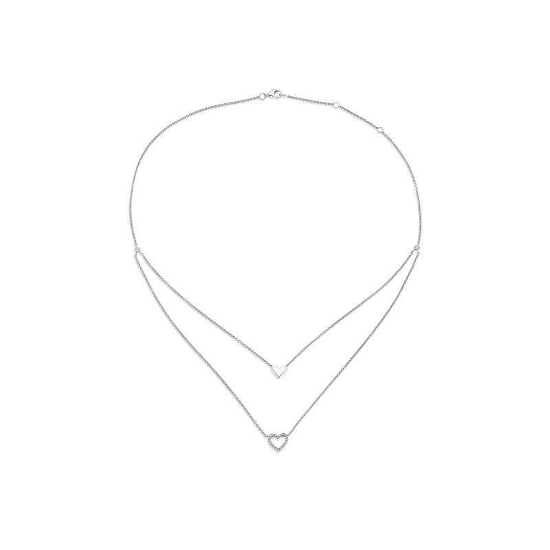 Main Image 2 of Sterling Silver 0.11ct Diamond Two Layer Chain Necklace