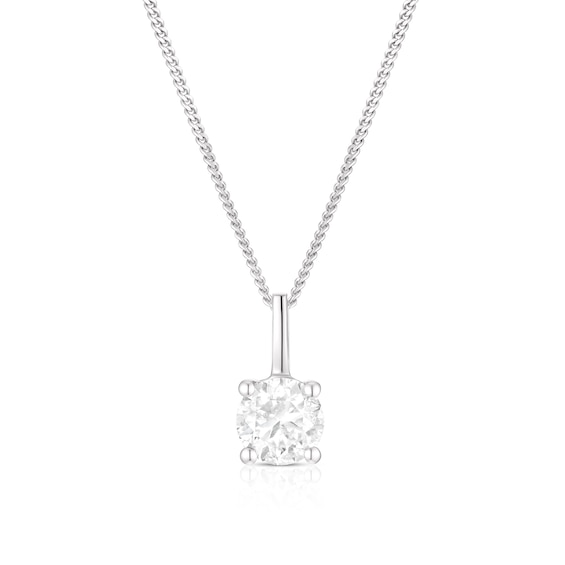 9ct White Gold 0.50ct Diamond Solitaire Pendant Necklace
