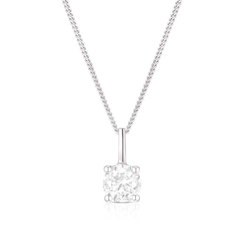 9ct White Gold 0.50ct Diamond Solitaire Pendant Necklace
