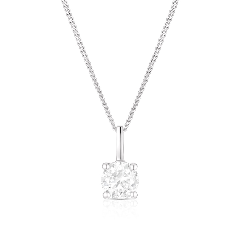 Main Image 1 of 9ct White Gold 0.50ct Diamond Solitaire Pendant Necklace