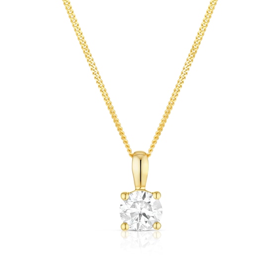 9ct Yellow Gold 0.50ct Diamond Solitaire 18 Pendant Necklace