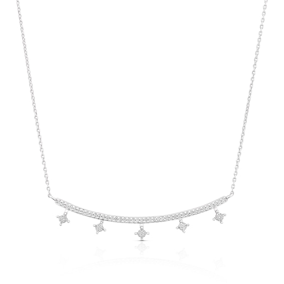 Sterling Silver 0.20ct Diamond Bar Pendant Necklace