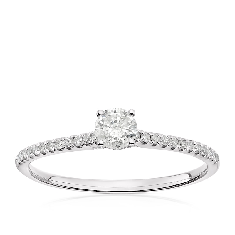 Main Image 1 of 9ct White Gold 0.33ct Solitaire Plus Ring