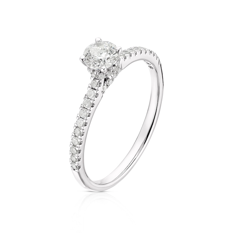 Main Image 2 of 9ct White Gold 0.50ct Diamond Solitaire Stone Set Shoulders Ring